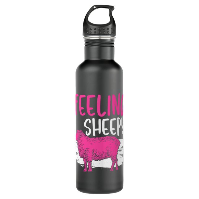 Feeling Sheepy Sheep Pun 2Farmer Sheep Lover 710 Ml Water Bottle (Front)