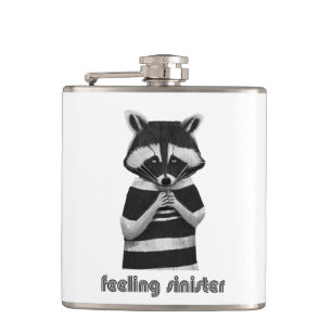 Feeling Sinister Funny Raccoon Hip Flask