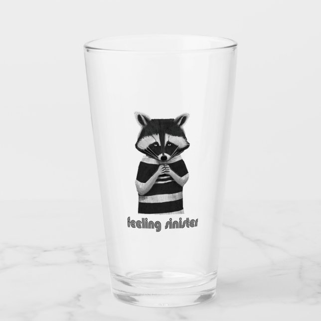 Feeling Sinister Funny Racoon Glass (Front)