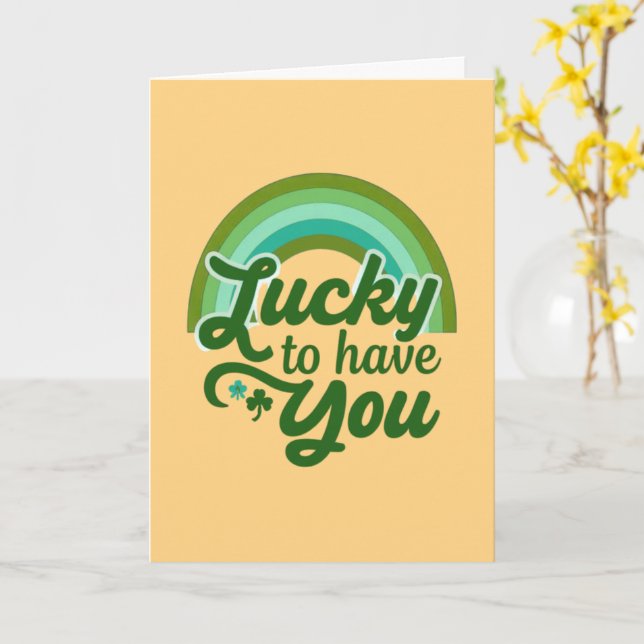 Feeling So Lucky to Have You Retro St Patricks Day Card (Yellow Flower)