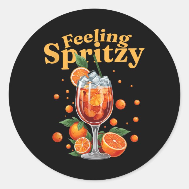 Feeling Spritzy Tail Spritz Summer Drink Party  Classic Round Sticker (Front)