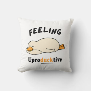 Feeling Unproductive Funny Sleeping Duck Meme Cushion