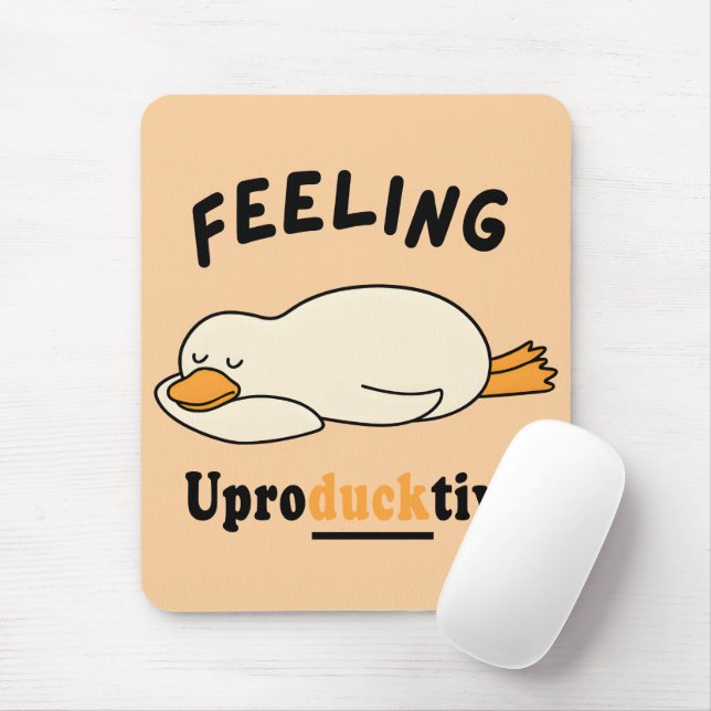 Feeling Unproductive Funny Sleeping Duck Meme Mouse Pad (With Mouse)