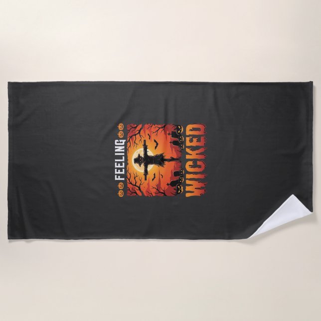 Feeling Wicked Halloween Scarecrow Design_1 Beach Towel (Front)