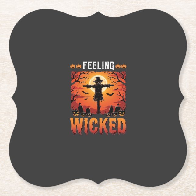 Feeling Wicked Halloween Scarecrow Design_1 Paper Coaster (Front)