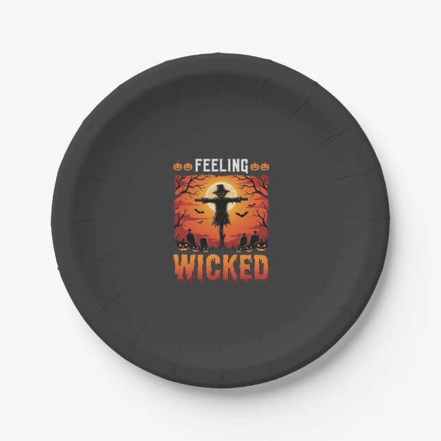 Feeling Wicked Halloween Scarecrow Design_1 Paper Plate (Front)