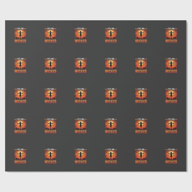 Feeling Wicked Halloween Scarecrow Design_1 Wrapping Paper (Flat)