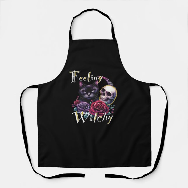 Feeling Witchy Black Cat Classic T-Shirt Apron (Front)