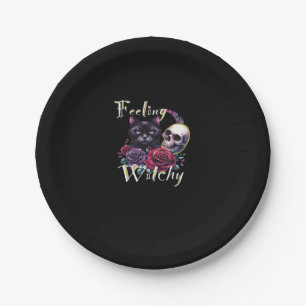 Feeling Witchy Black Cat Classic T-Shirt Paper Plate