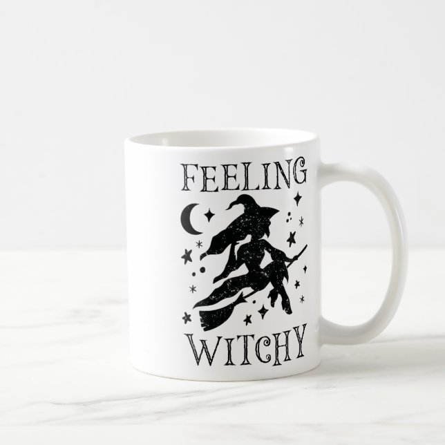 Feeling Witchy Funny Halloween Witch Vibes Kinda N Coffee Mug (Right)
