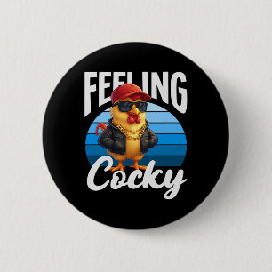 Feeling Y Funny Rooster Pun Cool Sungles Swag 6 Cm Round Badge