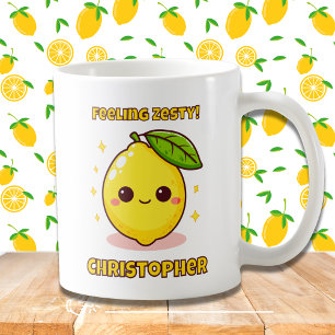 Feeling Zesty Cute Kawaii Lemon personalised Coffee Mug