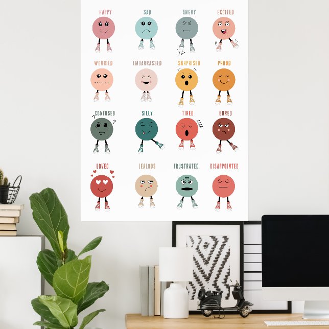 Feelings Emotions Faces Chart Classroom Decor (Home Office)