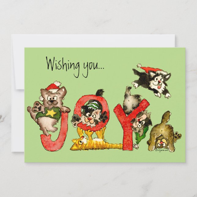 Feelings of Joy Kitten Cats Holiday Xmas Card (Front)
