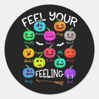 Feelings Pumpkins Halloween Mental Health Feel You Classic Round Sticker