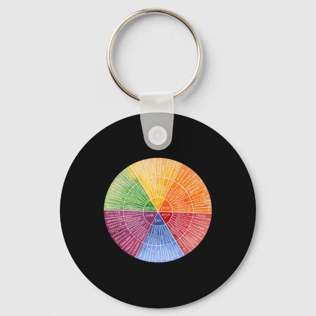 Feelings Wheel Emotion Chart Therapy Mental Health Key Ring (Front)