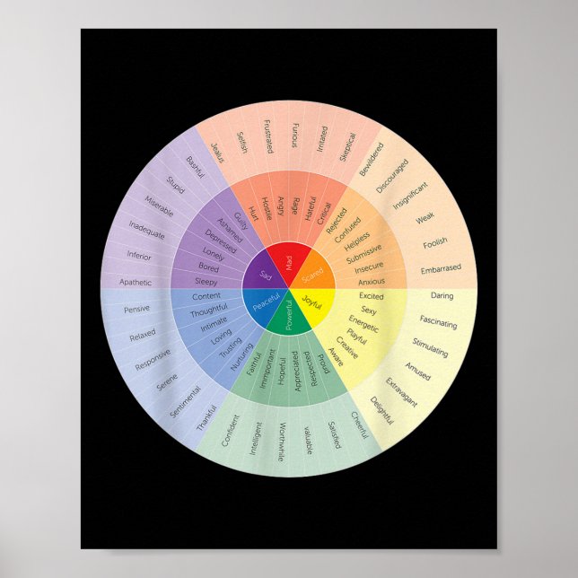 Feelings Wheel Mental Health People With Depressio Poster (Front)