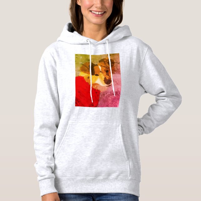 Fee's Hand-Painted Dog Portrait Hoodie (Front)