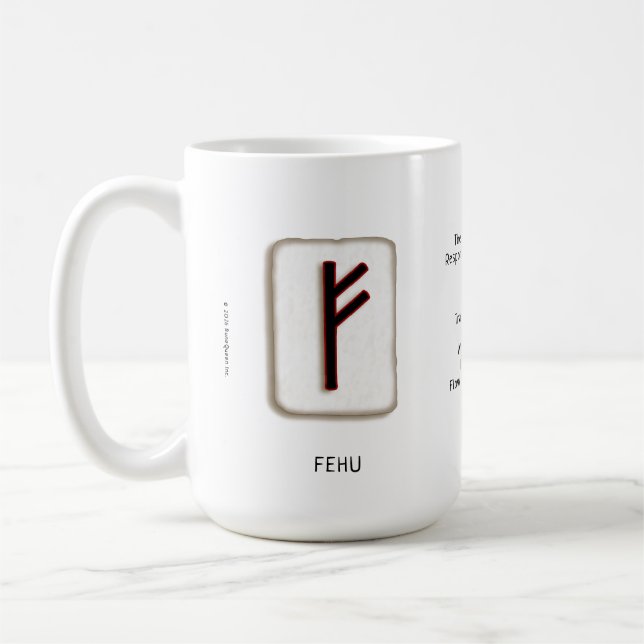 Fehu RuneStone 15 oz. Mug (Left)