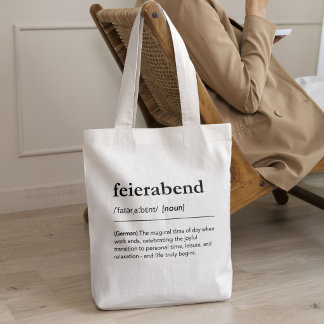Feierabend Definition German Word Relax Minimalist Tote Bag