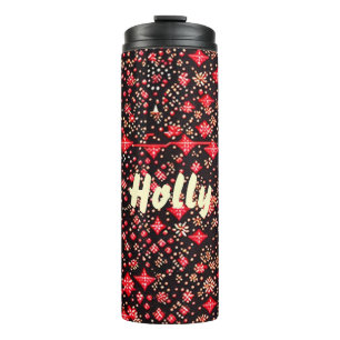 feines Muster rot-schwarz Thermal Tumbler