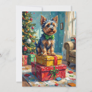 Feisty Australian Terrier King of Christmas Gifts  Holiday Card