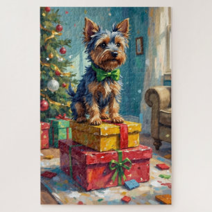 Feisty Australian Terrier King of Christmas Gifts  Jigsaw Puzzle