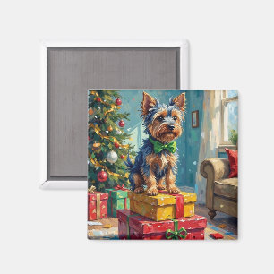 Feisty Australian Terrier King of Christmas Gifts Magnet