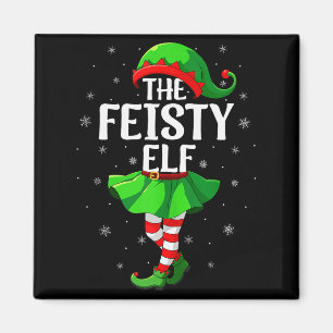 Feisty Elf Christmas Girls Women Elf Squad Xmas Fa Magnet
