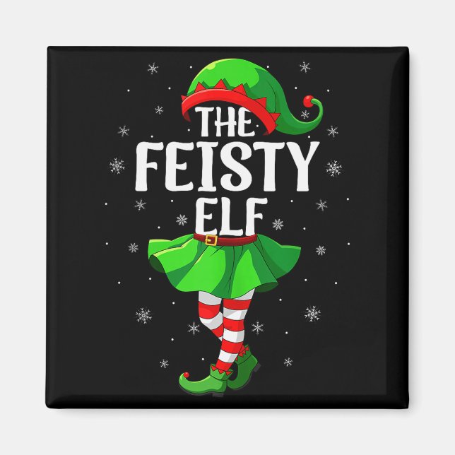 Feisty Elf Christmas Girls Women Elf Squad Xmas Fa Magnet (Front)