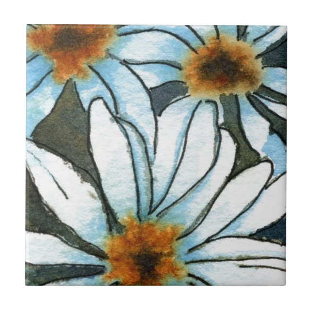"Feisty Floral" Tiled Kitchen Garden Ceramic Tile (Front)