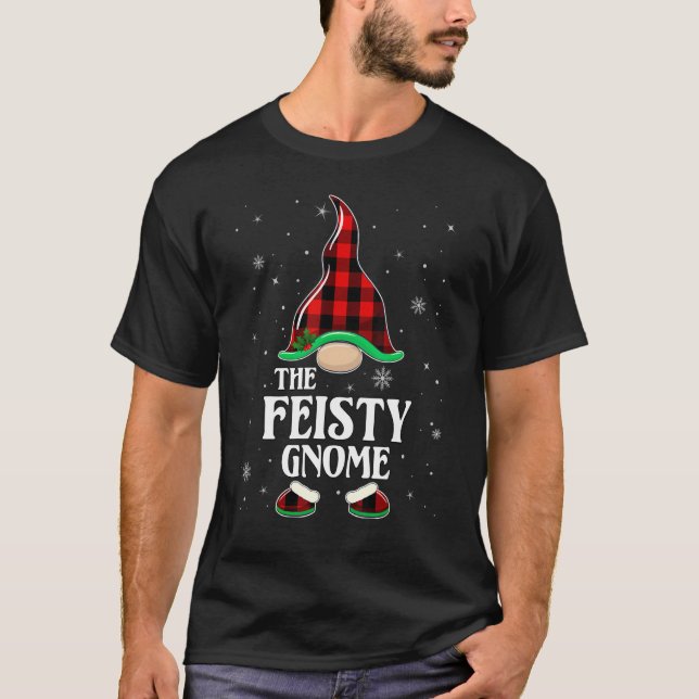Feisty Gnome Buffalo Plaid Matching Family Group C T-Shirt (Front)