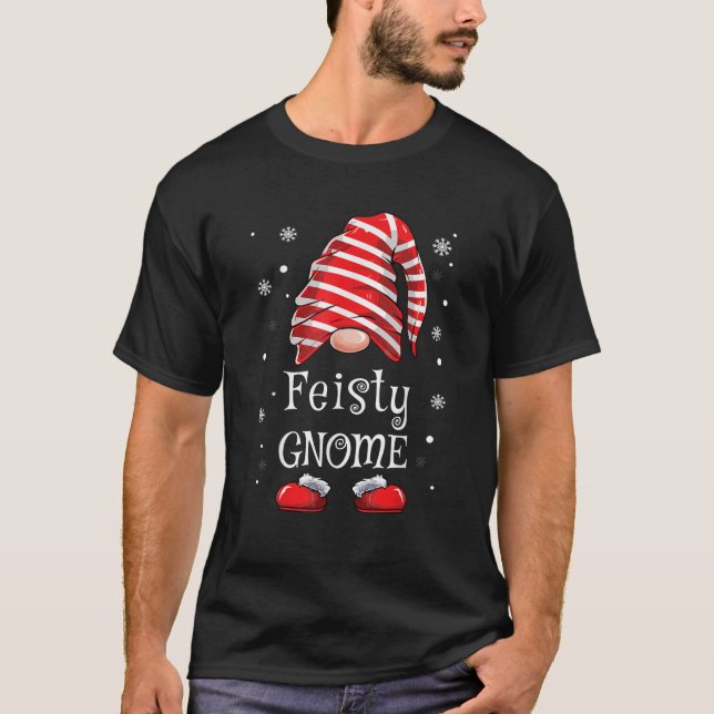 Feisty Gnome Funny Matching Family Group Christmas T-Shirt (Front)