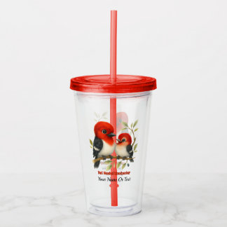 Feisty Red-headed Woodpecker Acrylic Tumbler