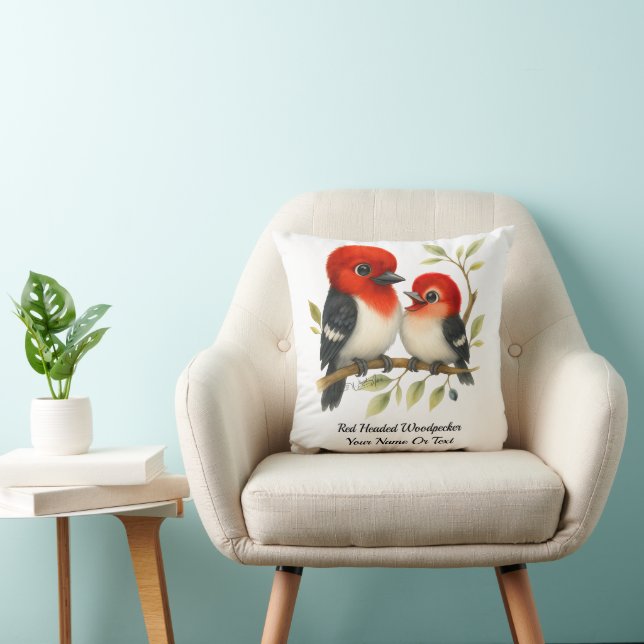 Feisty Red-headed Woodpecker Cushion (Chair)