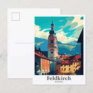 Feldkirch Austria Vintage Travel Illustration Postcard
