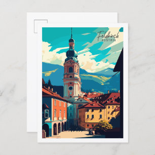 Feldkirch Austria vintage travel illustration Postcard