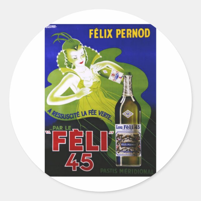 FELI 45 ABSINTHE CLASSIC ROUND STICKER (Front)