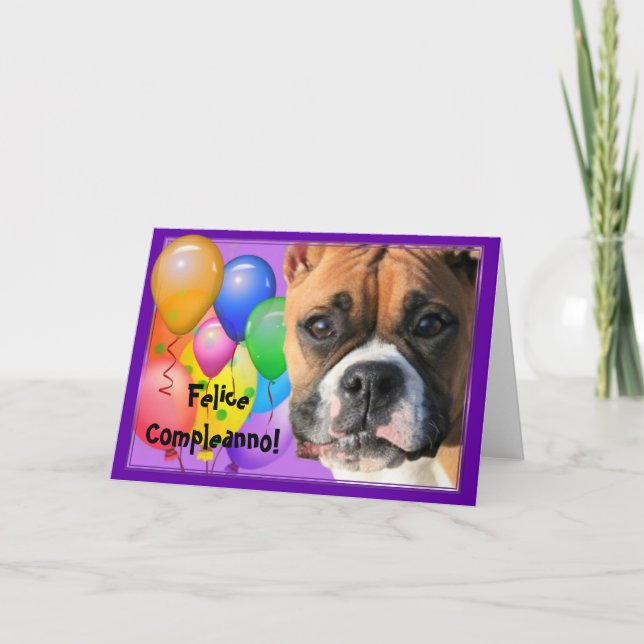 Felice Compleanno Birthday Boxer greeting card (Front)