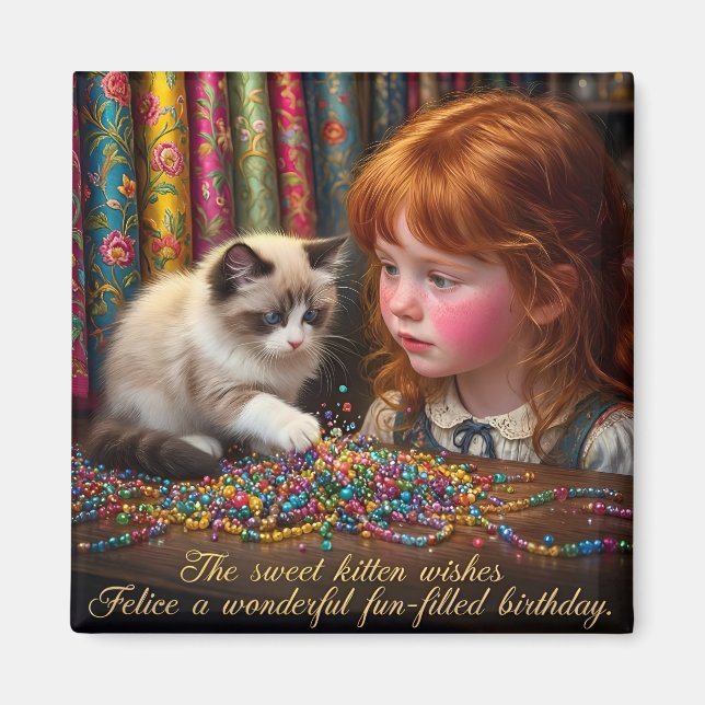 FELICE ~ HAPPY BIRTHDAY Kitten ~ Magnet (Front)