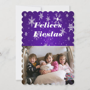 Felices Fiestas Snowflakes with Blue Flat Card