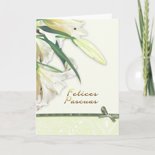 felices pascuas, spanish happy easter card, lilly holiday card (Front)