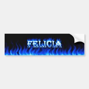 Felicia blue fire and flames bumper sticker design