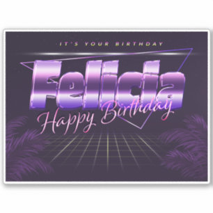 Felicia Name Vorname lila retro Sticker Geburtstag