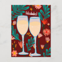 Felicidades Sparkling Wine Champagne Floral Cheers