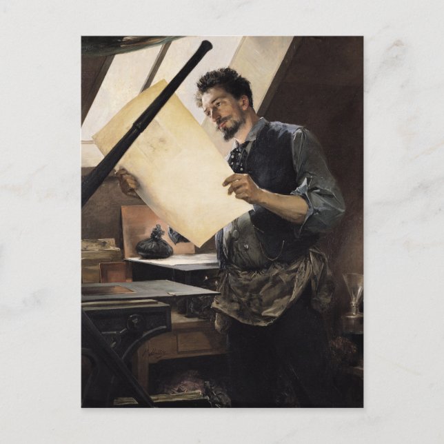 Felicien Rops  in his studio Postcard (Front)