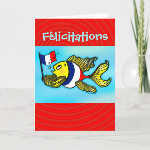 FÉLICITATIONS French Flag Fish funny greeting car Card