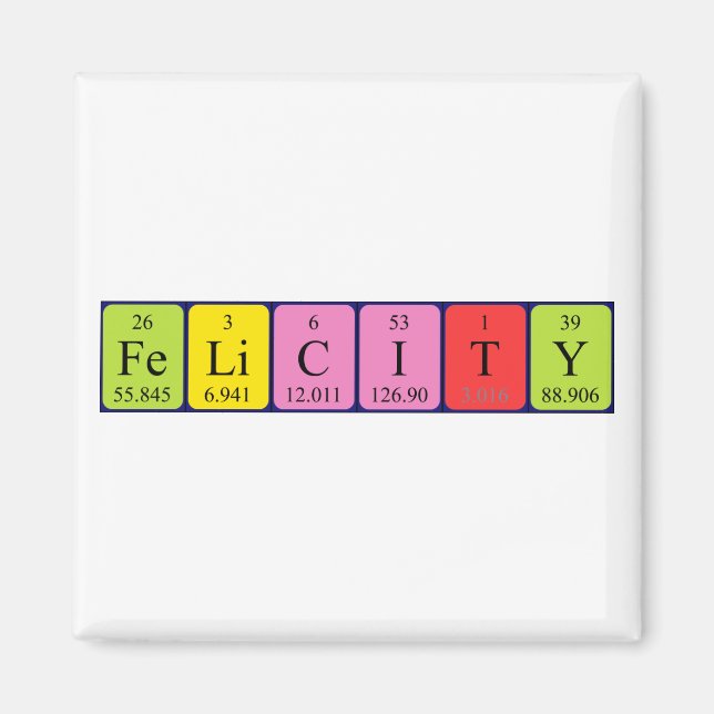 Felicity periodic table name magnet (Front)