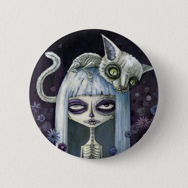 Felina de los muertos 6 cm round badge (Front)