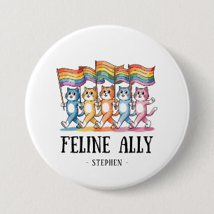 Feline Ally – Rainbow Cat LGBTQ Pride 7.5 Cm Round Badge
